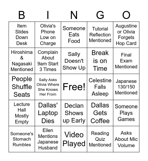 Asian100 Bingo Card