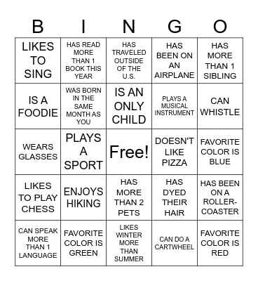 FIND SOMEONE WHO... Bingo Card