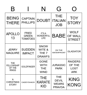 Movie Bingo -  CARD A Bingo Card