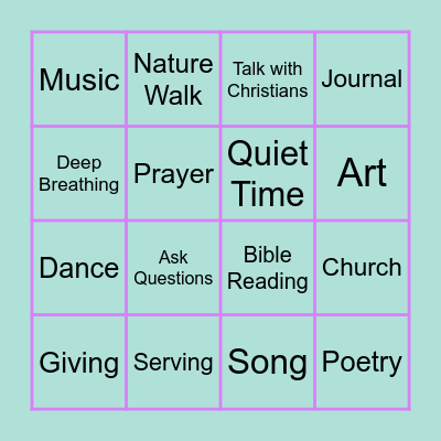 Time With God Bingo Card