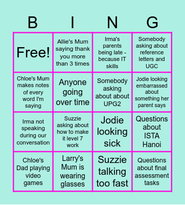 PTSC Bingo Card