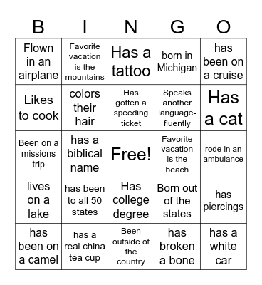 Ladies Tea 2024 Bingo Card