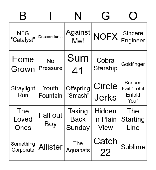 RIOT FEST! Bingo Card