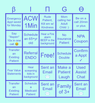 Scheduling TIME Bingo Card