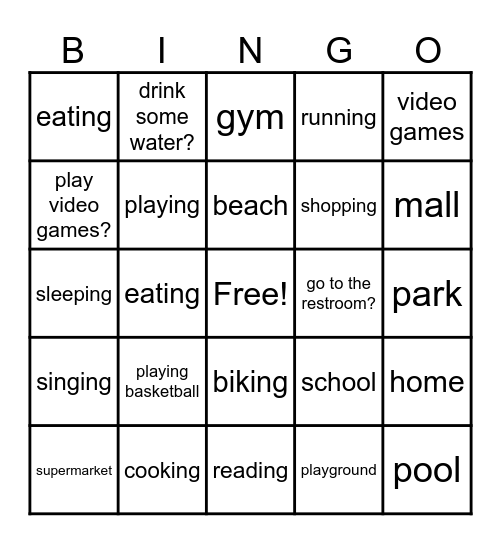 Boost Up 2: Unit 6 - In My Town Bingo Card