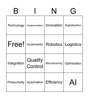 aplication in the industry Bingo Card