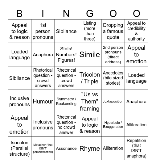 BINGO THE SEQUEL Bingo Card