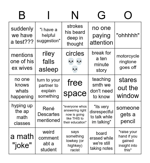 Math Bingo Card
