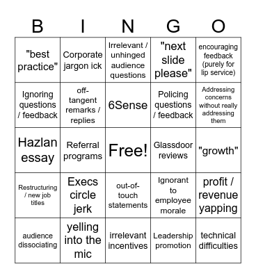 May Townhall Bingo Card