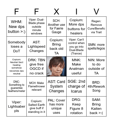 Dawntrail Job Action Bingo Card