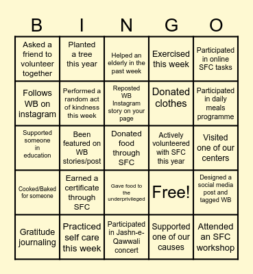 Squad for Change Bingo Card