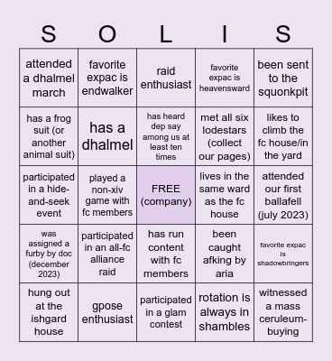 Horizon 2024 Bingo Card