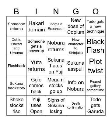 260 bingo Card