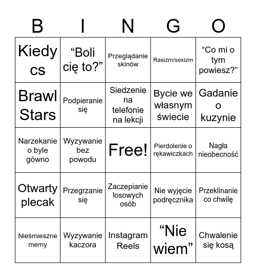 Kefal Bingo Card