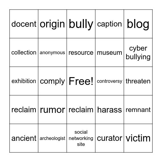 FR6 Review -Museums &The internet Bingo Card
