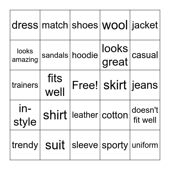 TB6 U2 Vocab Review Bingo Card