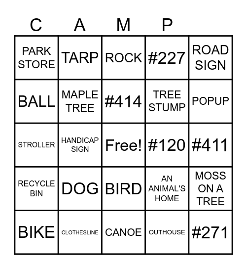 Scavenger Hunt Bingo Card