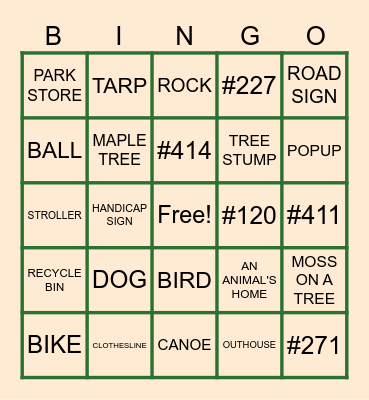 CAMPING Bingo Card