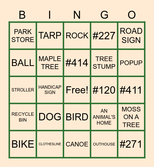 CAMPING Bingo Card