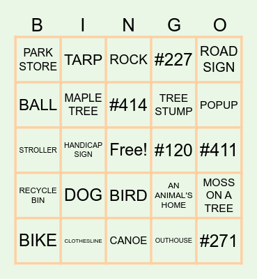 CAMPING Bingo Card