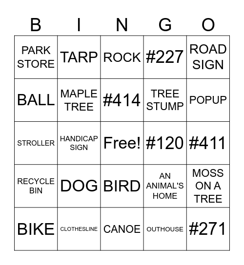 CAMPING Bingo Card