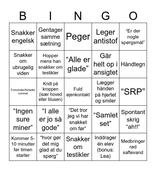 Peder Bingo Card