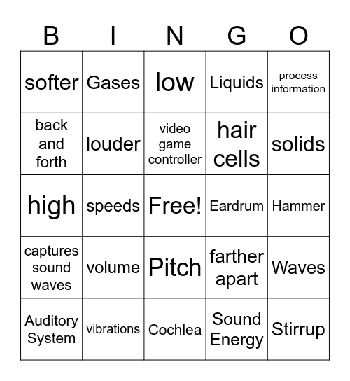 Sound Energy Review Bingo Card