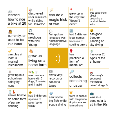 X Design BINGO Card