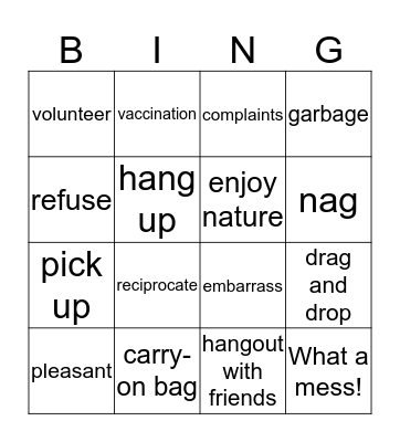 Trips Bingo Card