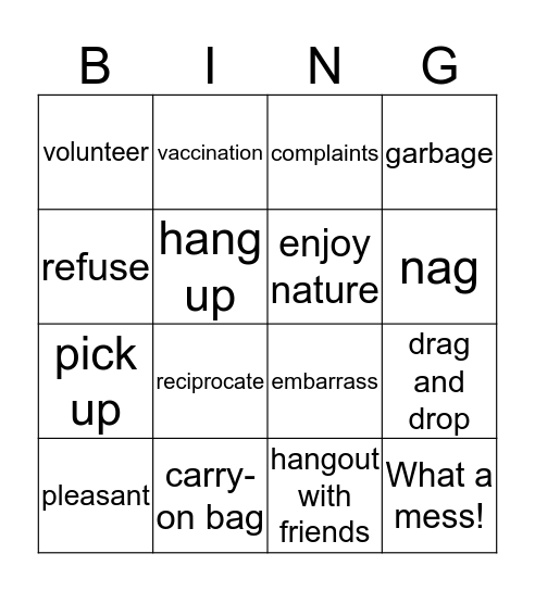 Trips Bingo Card