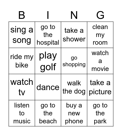 I'm going to... Bingo Card