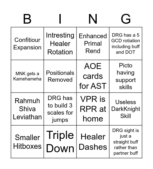 DT Bingo Card