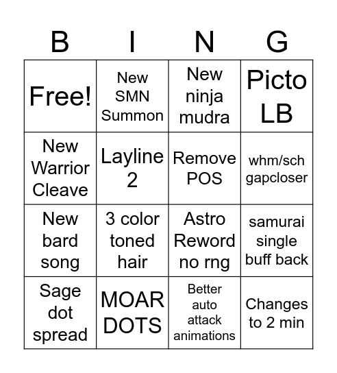 ff bingo Card