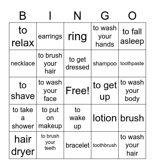 Daily Routine Bingo Card