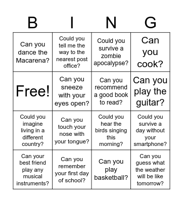 MASTER 5C/ CAN COULD Bingo Card