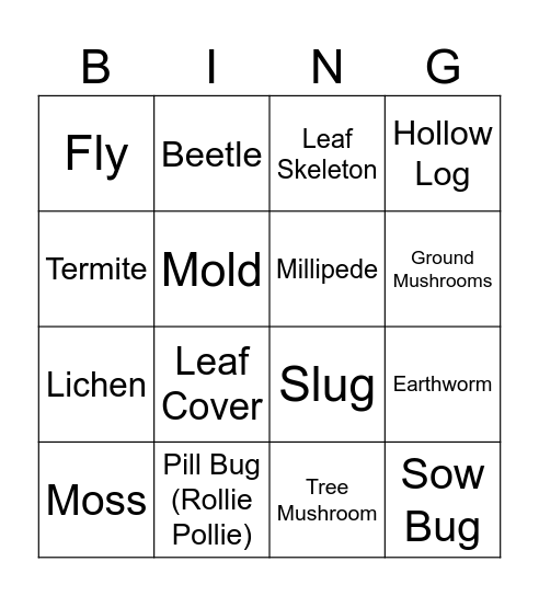 Decompositon Bingo Card