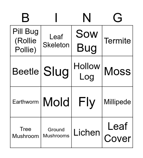 Decomposition Bingo Card