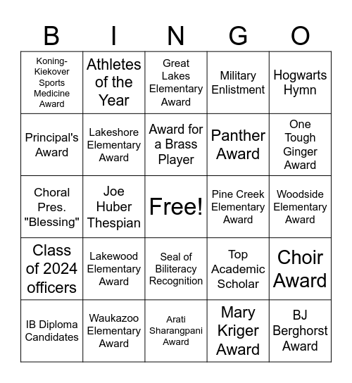 WO Convocation Bingo Card