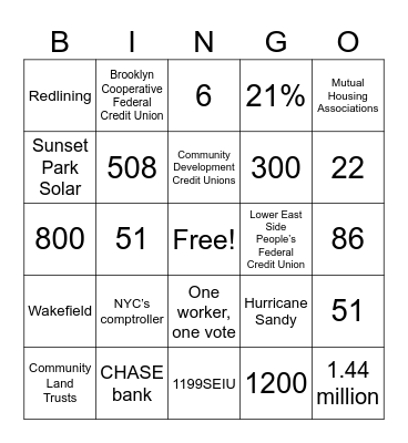 Co-op City - 5/16/24 Bingo Card