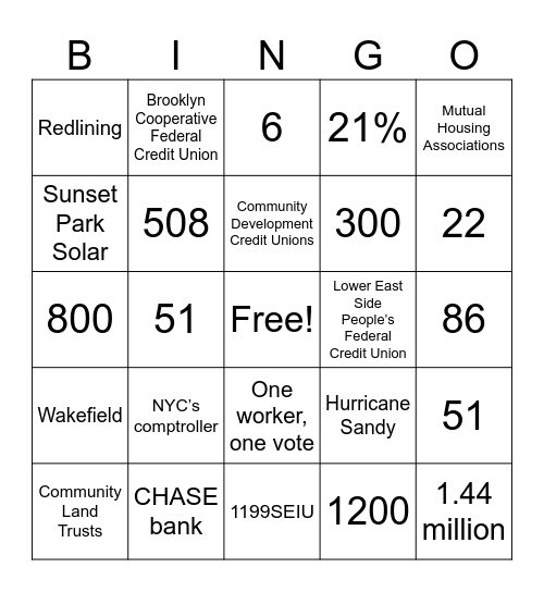 Co-op City - 5/16/24 Bingo Card