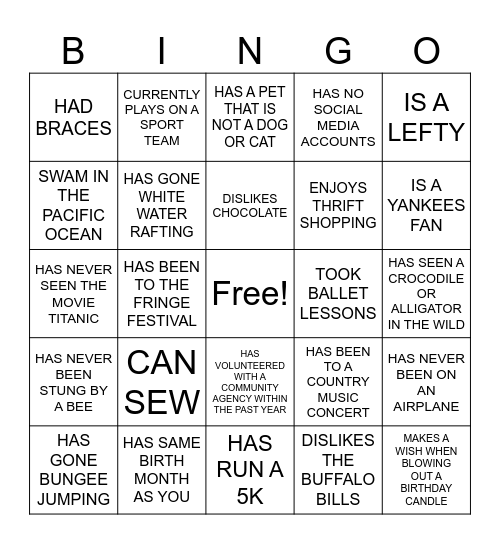 FIND SOMEONE WHO ... Bingo Card