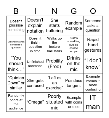 Exam Deblingo Bingo Card