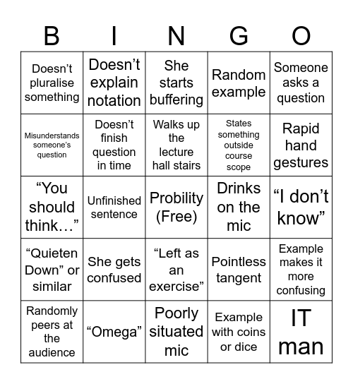 Exam Deblingo Bingo Card