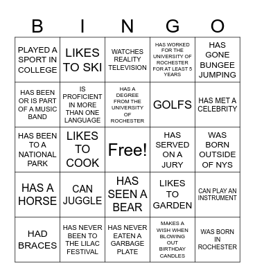 FIND SOMEONE WHO ... Bingo Card