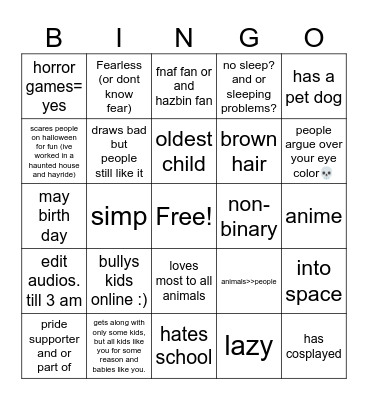 are you me Bingo Card