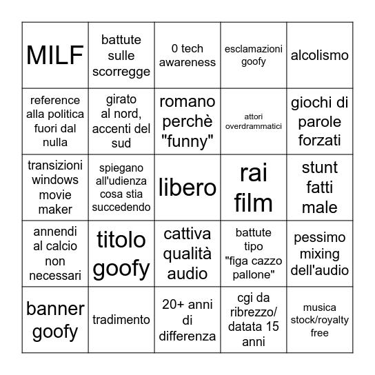Film italiano medio Bingo Card