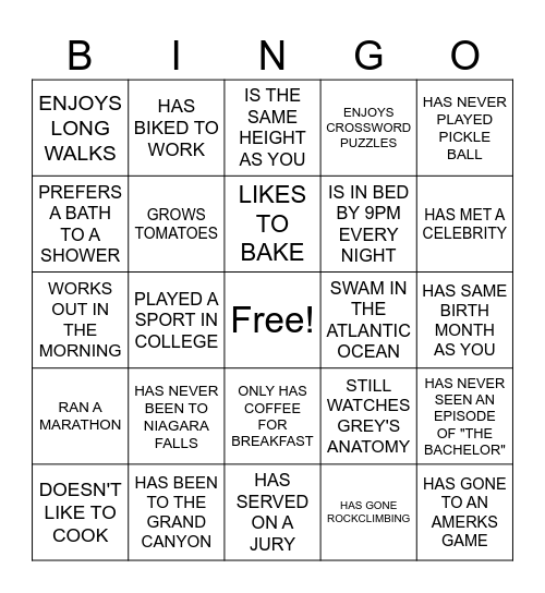 FIND SOMEONE WHO ... Bingo Card