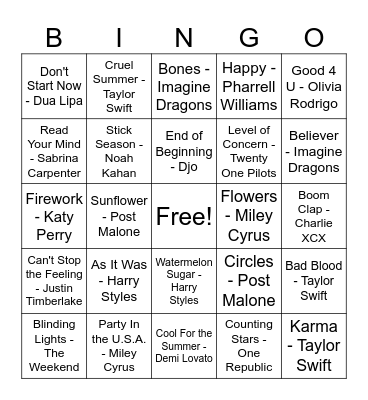 Start of School Bingo Card