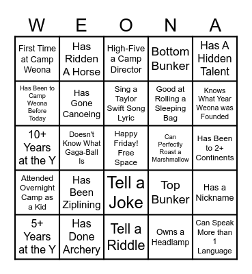2024 Spring Campside Conference Bingo Card
