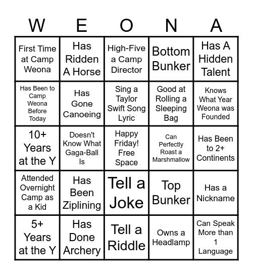 2024 Spring Campside Conference Bingo Card